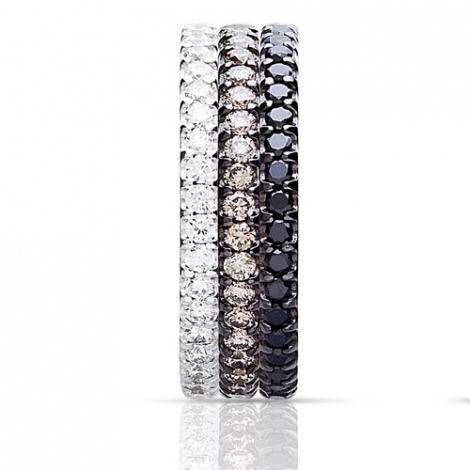 Bague Ischia Basics, diamants bruns sur or blanc