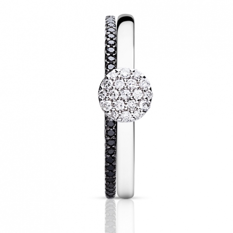 Bague Ischia Basics, diamants noirs sur or blanc