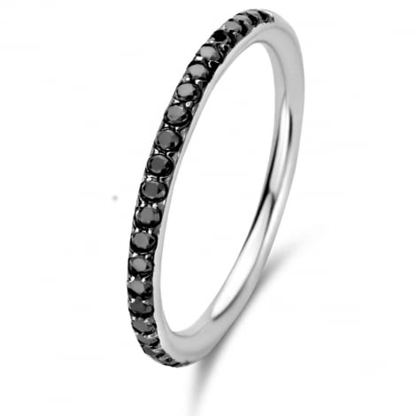 Bague Ischia Basics, diamants noirs sur or blanc-91Z913A2
