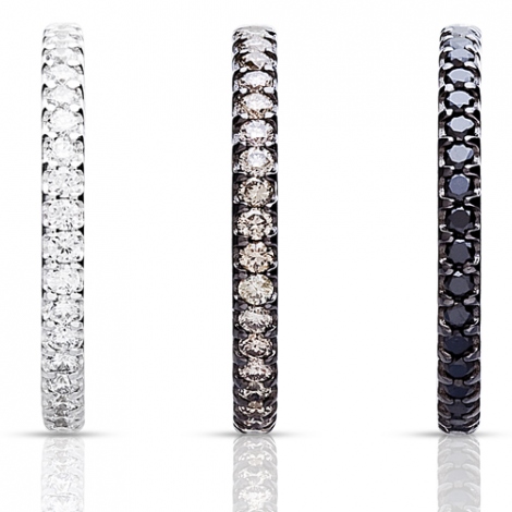 Bague Ischia Basics, diamants noirs sur or blanc