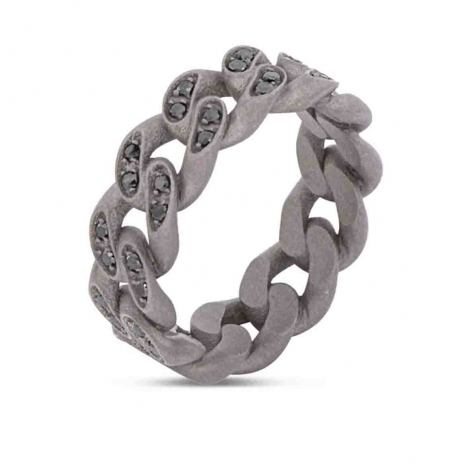 Bague Mano J Titane et Diamants Noirs à combiner