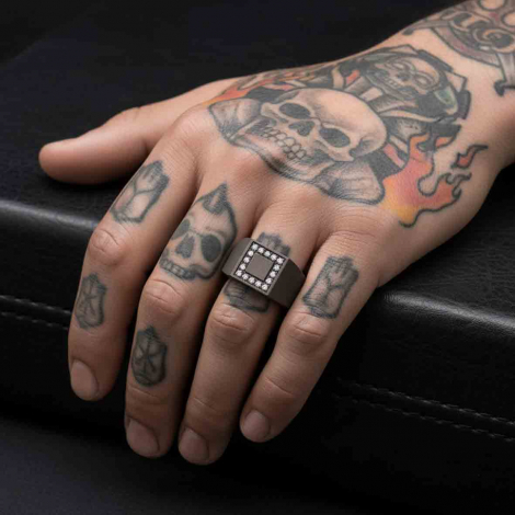 Bague Mano J Titane et Or - Diamants 