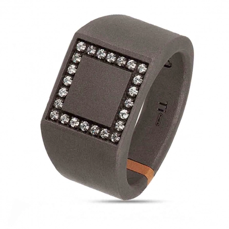 Bague Mano J Titane et Or - Diamants