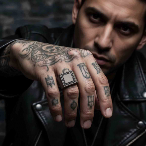 Bague Mano J Titane et Or - Diamants noirs