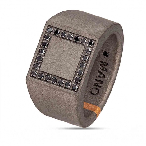 Bague Mano J Titane et Or - Diamants noirs