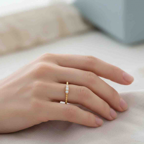 Bague Mini Bulles en Or et Diamants