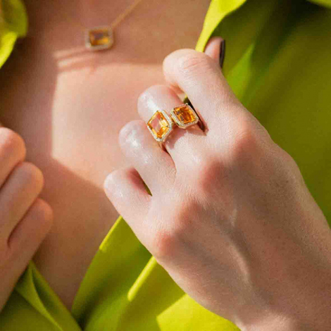Bague One More Quartz fum et diamants sur or blanc