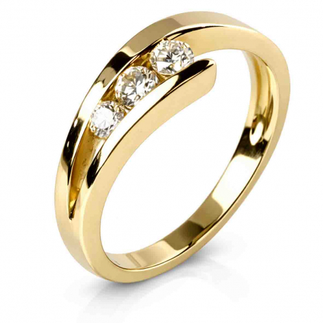 Bague or jaune 3 diamants