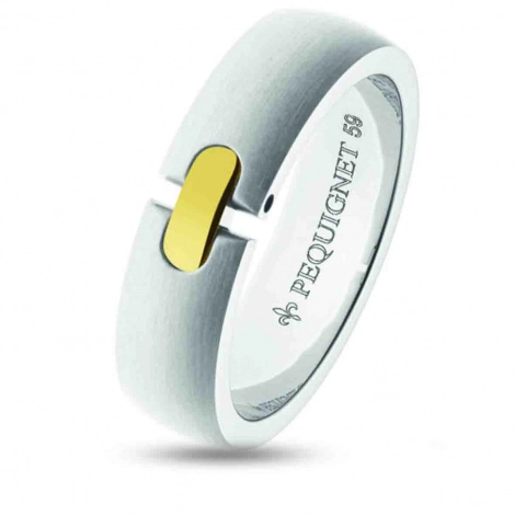 Bague Pequignet Acier et Or 6 mm