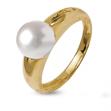 Bague perle en or jaune 8.5 mm