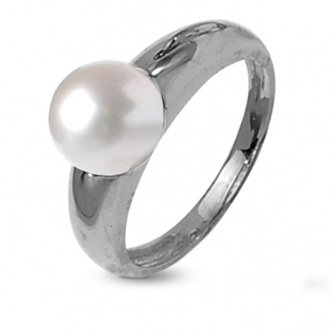 Bague perle en or blanc 8.5 mm