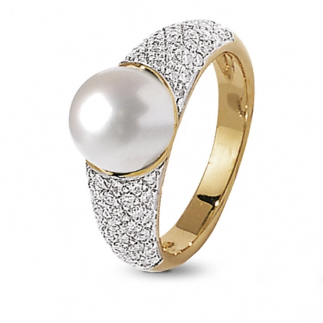 Bague Tahiti et diamants 0.68 ct or jaune