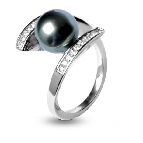 Bague perle et diamants