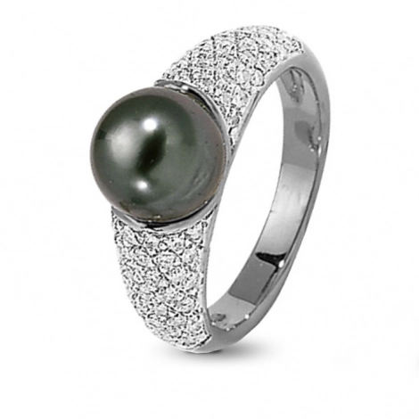 Bague Tahiti et diamants 0.68 ct or blanc