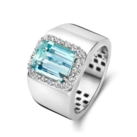 Bague Aigue Marine et Diamants