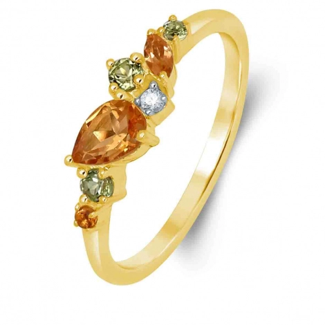 Bague Citrine - Peridot- Diamant