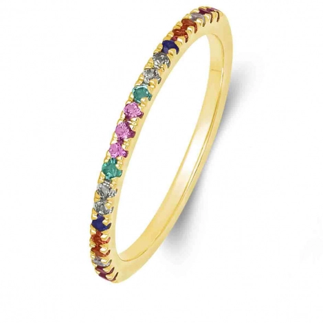 Bague Pierres Saphir - Emeraude - Rubis  et diamants