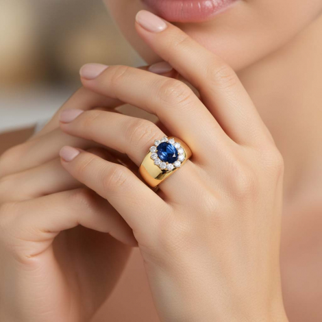 Bague Lolite et diamants