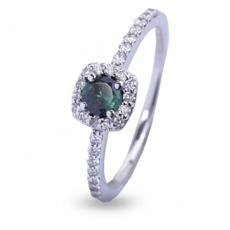 Bague Tourmaline Verte et Diamants
