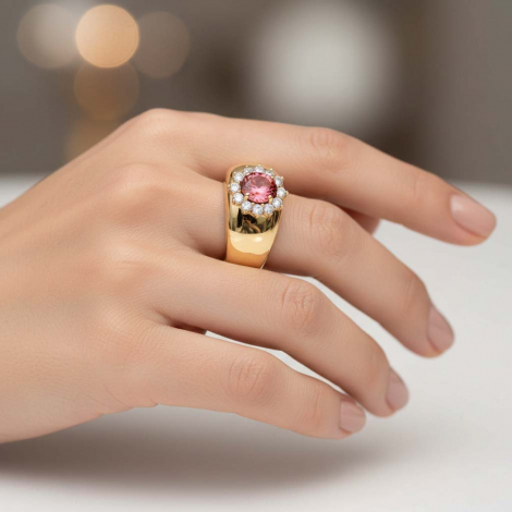 Bague Tourmaline rose et diamants