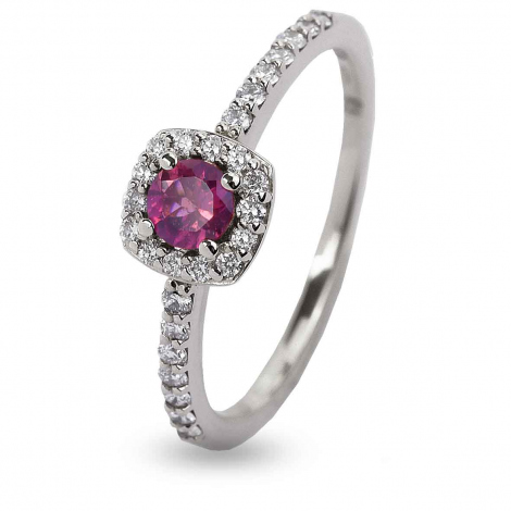 Bague Tourmaline Rose et Diamants