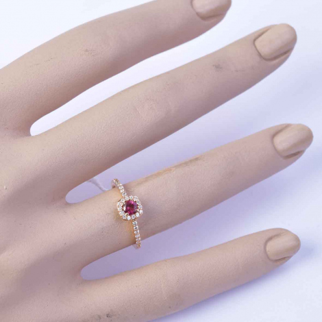 Bague Tourmaline Rose et Diamants