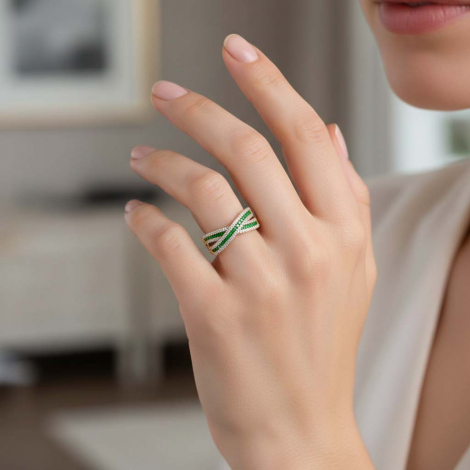 Bague Tsavorite et Diamants