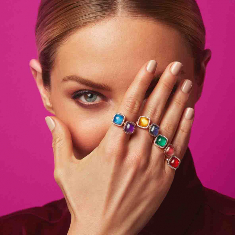 Bague prhnite sur nacre et diamants One More - Pantelleria