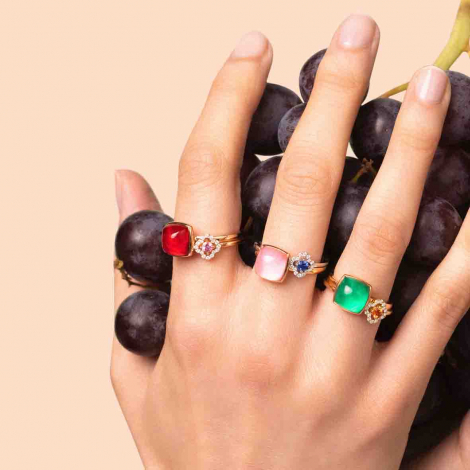 Bague Quartz et Rubis sur nacre One More - Pantelleria