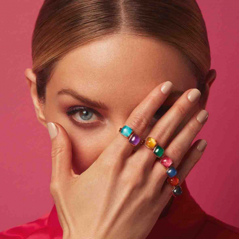 Bague Quartz et Rubis sur nacre One More - Pantelleria