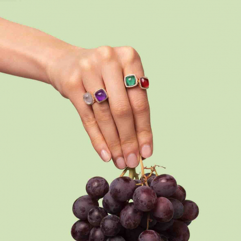 Bague quartz et rubis sur nacre One More - Pantelleria