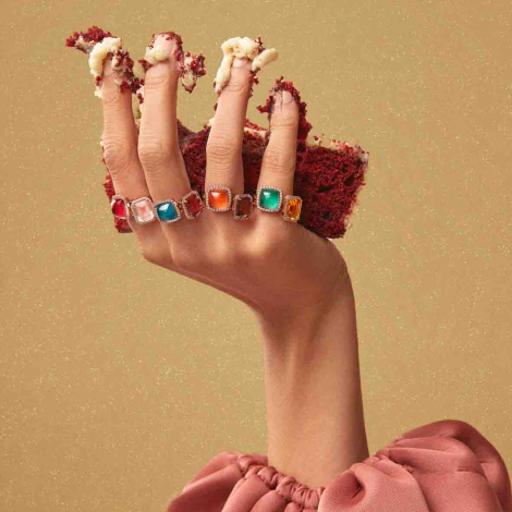 Bague quartz fum sur nacre et diamants One More - Pantelleria