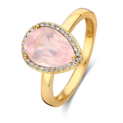 Bague quartz rose et diamants - One More