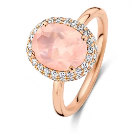 Bague quartz rose et diamants - One More