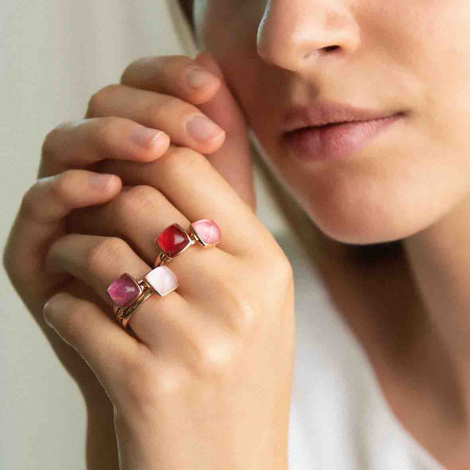 Bague Quartz Rose sur Nacre One More Pantelleria