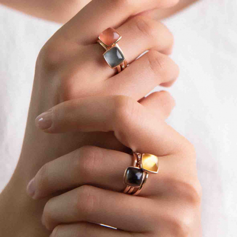 Bague Quartz Rose sur Nacre One More Pantelleria