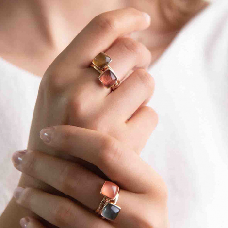 Bague Quartz sur Oeil de Tigre Rouge One More - Pantelleria
