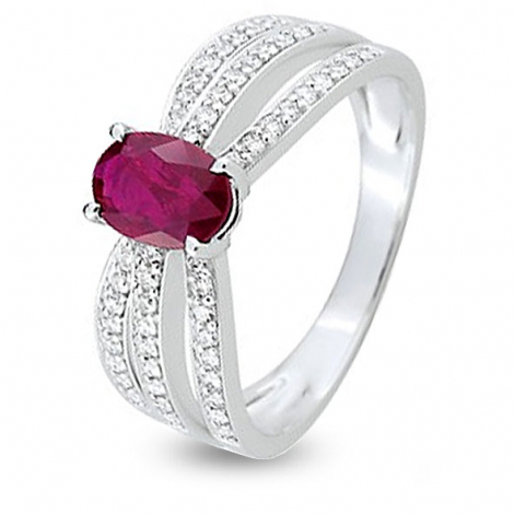 Bague Victorienne En Or 9k Avec Rubis, Diamant Et Opale - Taille 7, Vintage UK, Occasion à Détails