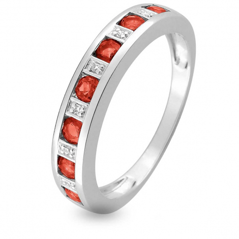 Bague Victorienne En Or 9k Avec Rubis, Diamant Et Opale - Taille 7, Vintage, Royaume-Uni