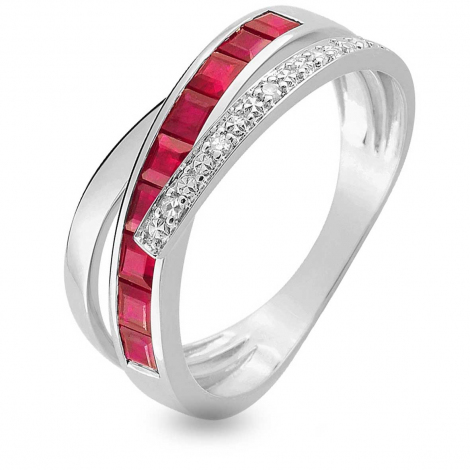 Bague Victorienne Britannique 9k Or - Rubis Rouge, Diamant, Opale - Taille 7 - Occasion