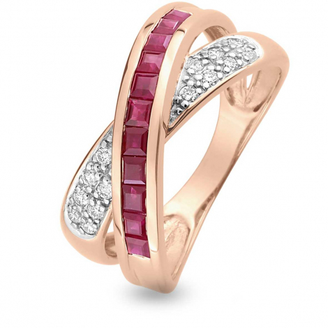 Bague En Or 585 (14 Carats) Avec Rubis Et Diamant – Taille 54 (17,2 Mm) – Neuf Avec étiquettes