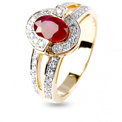 Bague rubis et dimants