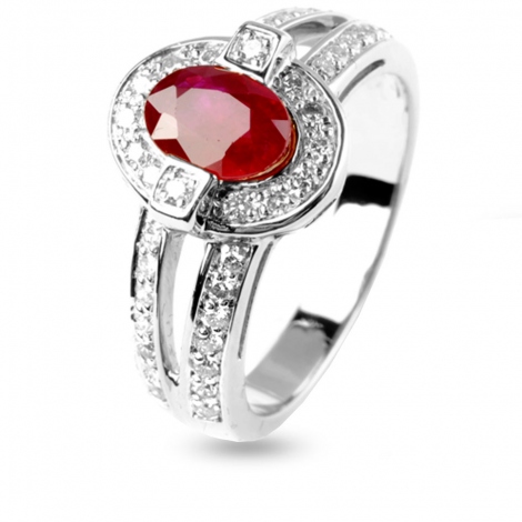 Bague rubis et dimants