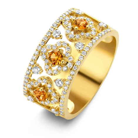 Bague Salina, saphir orange et diamants sur or jaune 0.59 ct  - Salina 064407KA 
