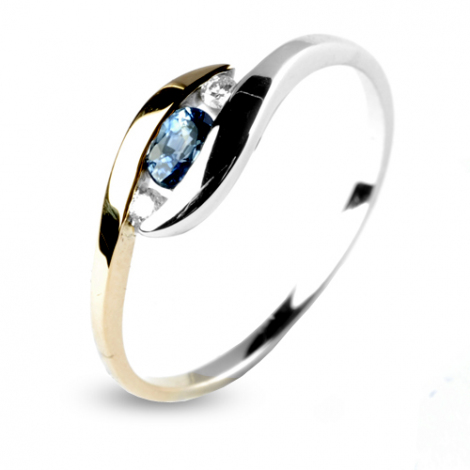 Bague saphir 0.46 ct  et diamants 0.04 ct