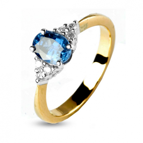 Bague Saphir 1 carat sertie de diamants 0.12 ct