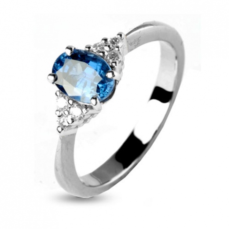 Bague Saphir 1 carat sertie de diamants 0.12 ct