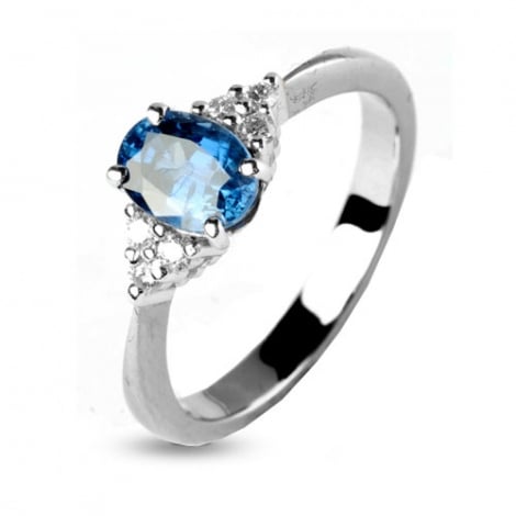 Bague Saphir 1 carat sertie de diamants 0.12 ct