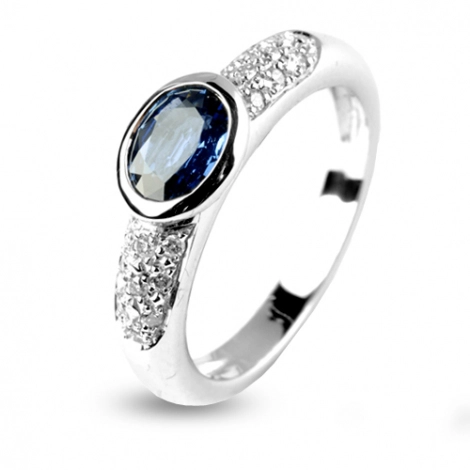 Bague Saphir 1 carat sertie de diamants 0.18 ct