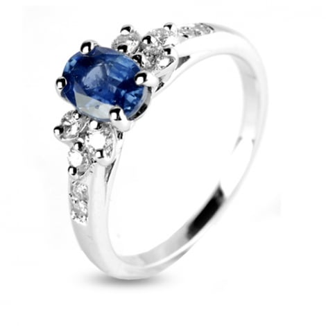 Bague saphir bleu en Or Blanc Heidi - 12435-SA
